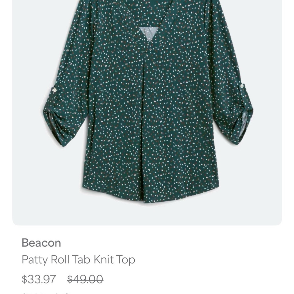 Beacon Green Patty Roll Tab Knit Top